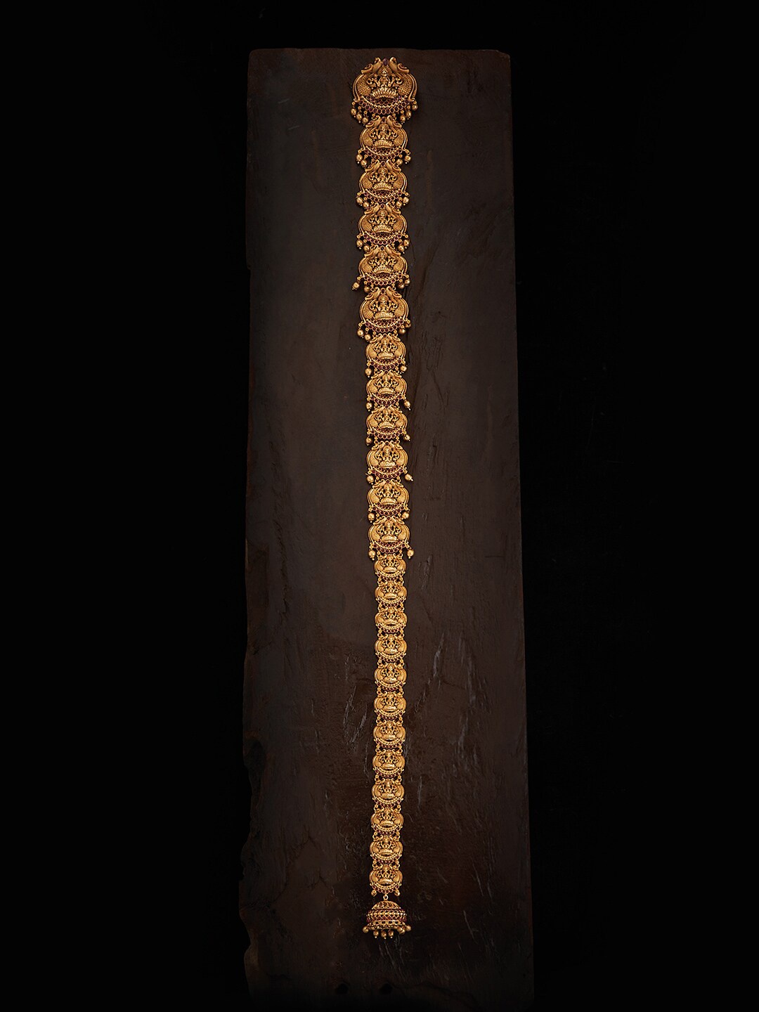 

Kushal's Fashion Jewellery Ruby Gold-Plated Ethnic Antique Temple Head Chain