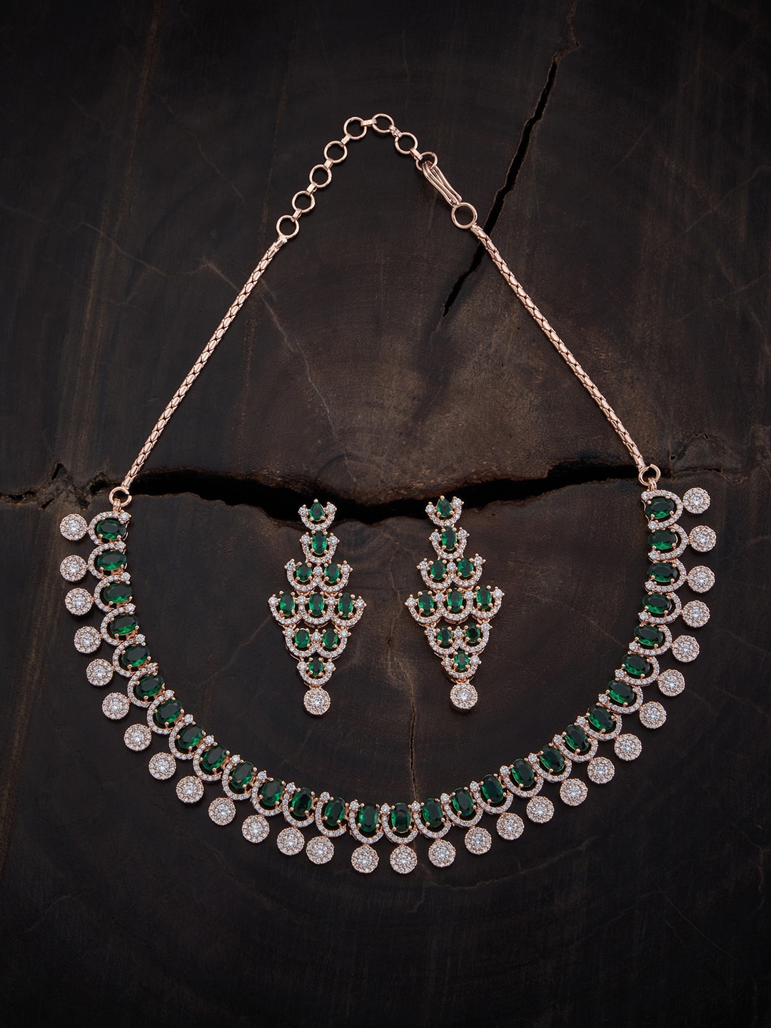 

Kushal's Fashion Jewellery Rose-Gold-Plated CZ-Studded Jewellery Set