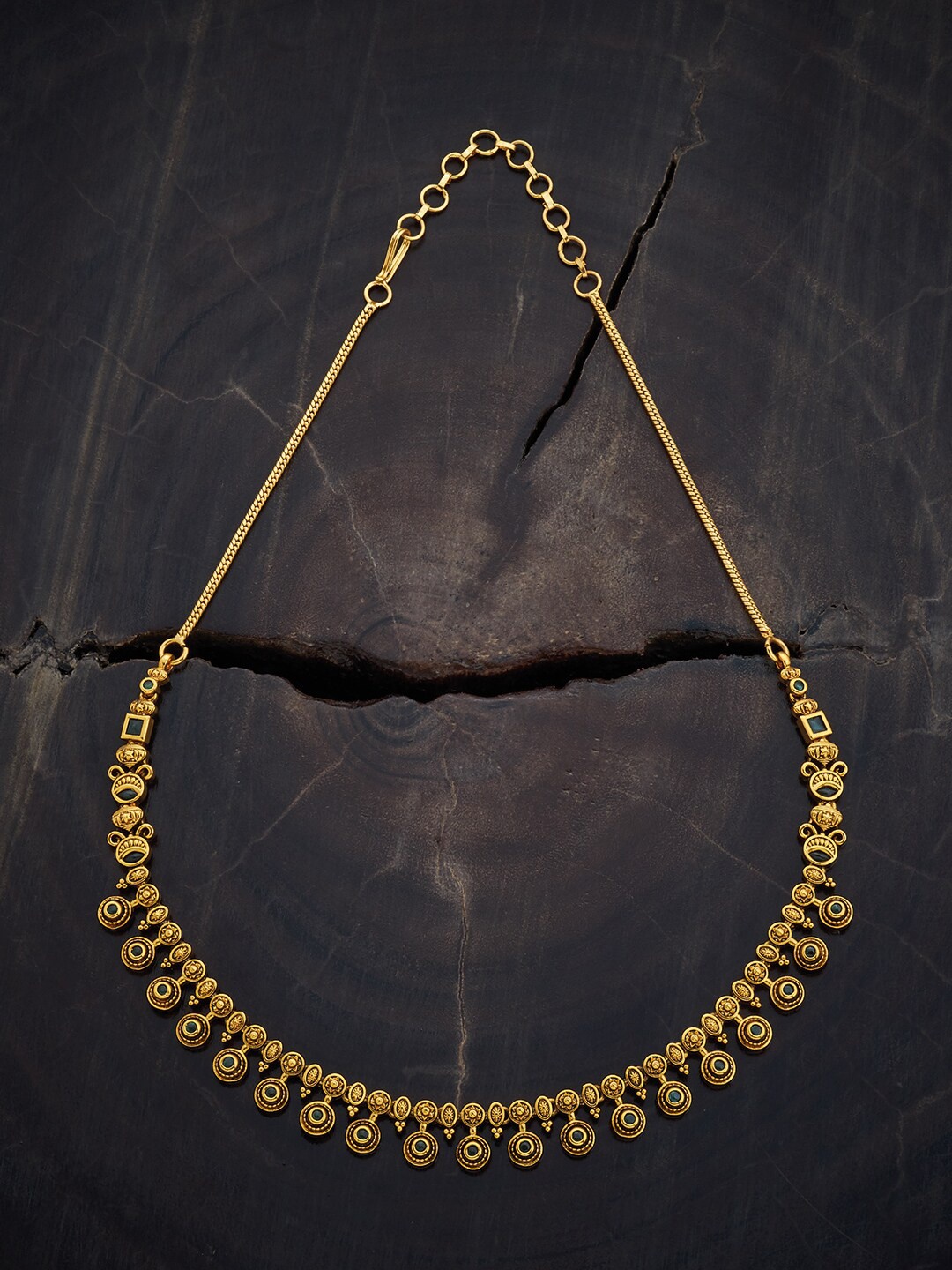 

Kushal's Fashion Jewellery Gold-Plated Stone Studded Antique Necklace