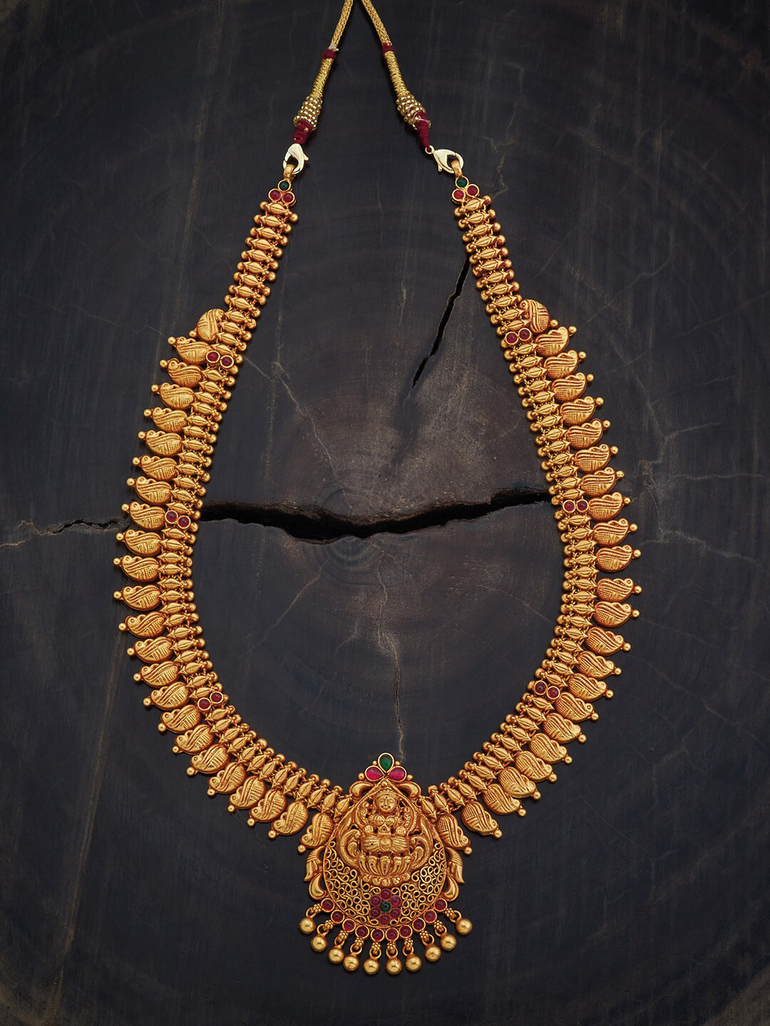 

Kushal's Fashion Jewellery 92.5 Pure Silver Gold-Plated Temple Necklace