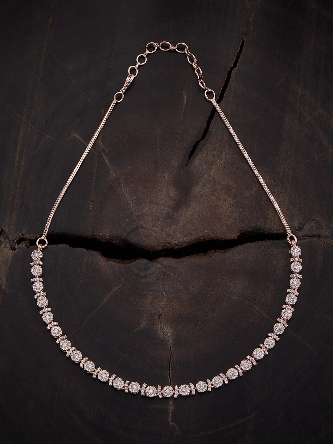 

Kushal's Fashion Jewellery Rose Gold-Plated Copper Cubic Zirconia Necklace