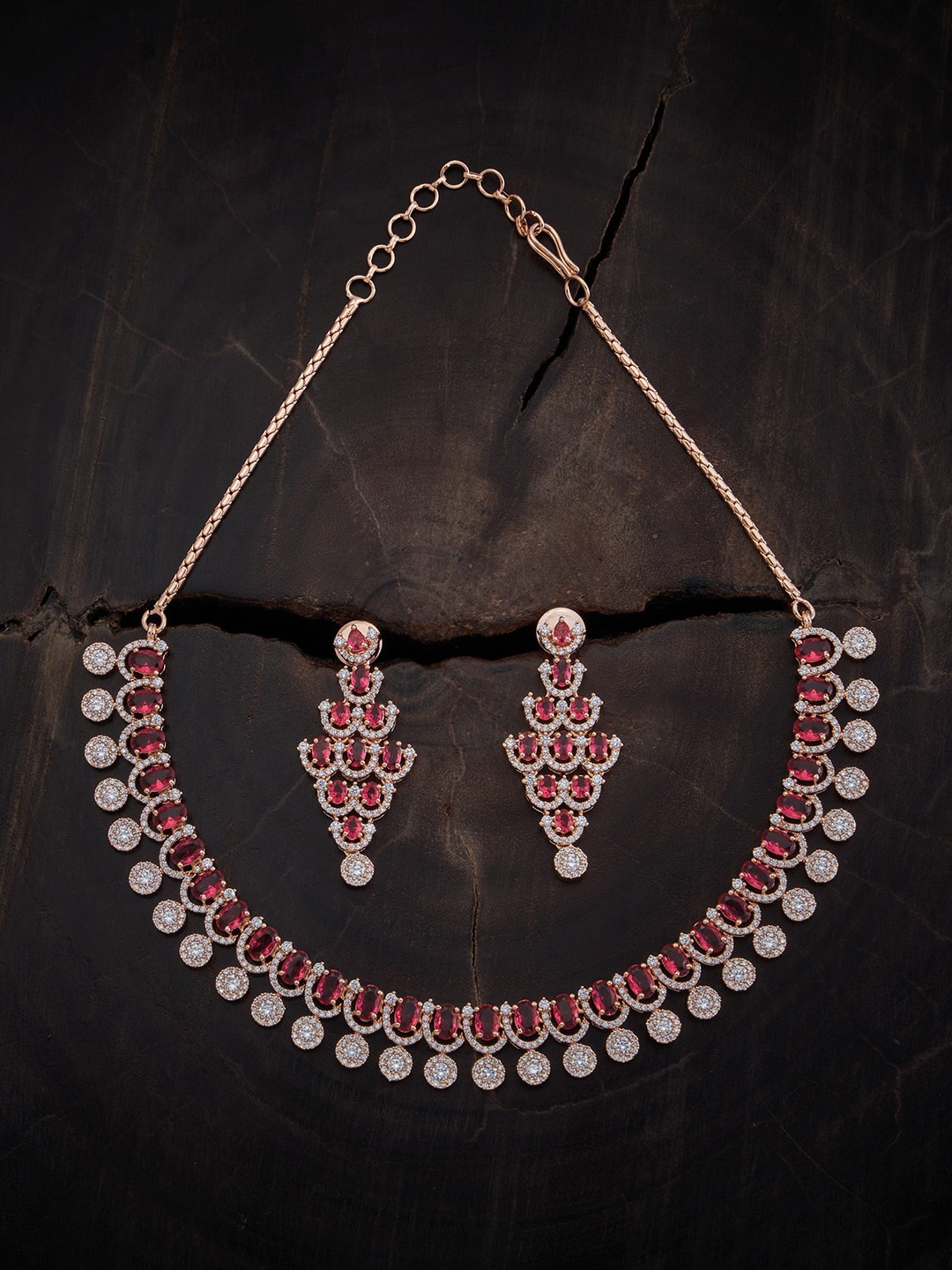 

Kushal's Fashion Jewellery Rose Gold-Plated CZ-Studded Jewellery Set