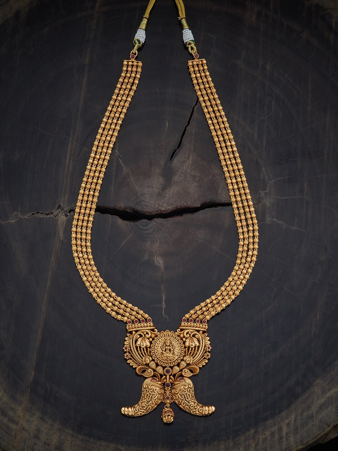 

Kushal's Fashion Jewellery Gold-Plated Stone Studded Ethnic Antique Necklace