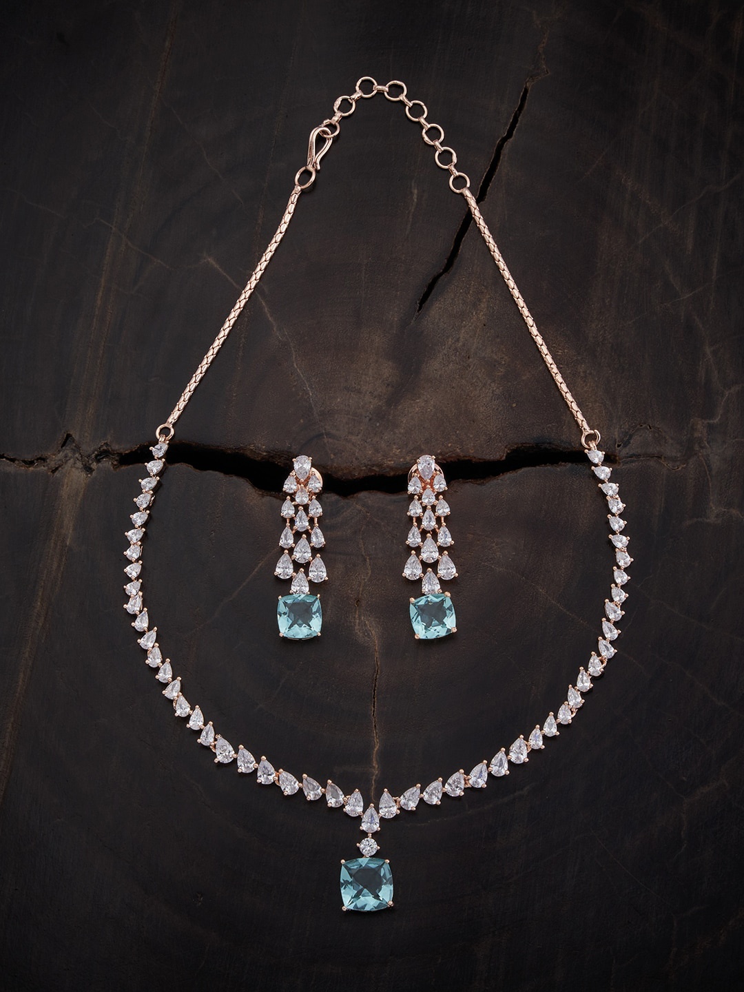 

Kushal's Fashion Jewellery Rose Gold-Plated CZ Studded Jewellery Set