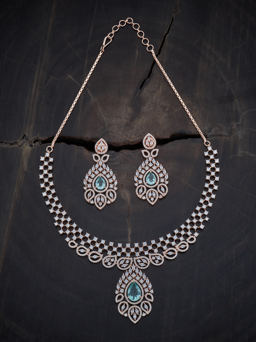

Kushal's Fashion Jewellery Rose Gold-Plated CZ Studded Jewellery Set