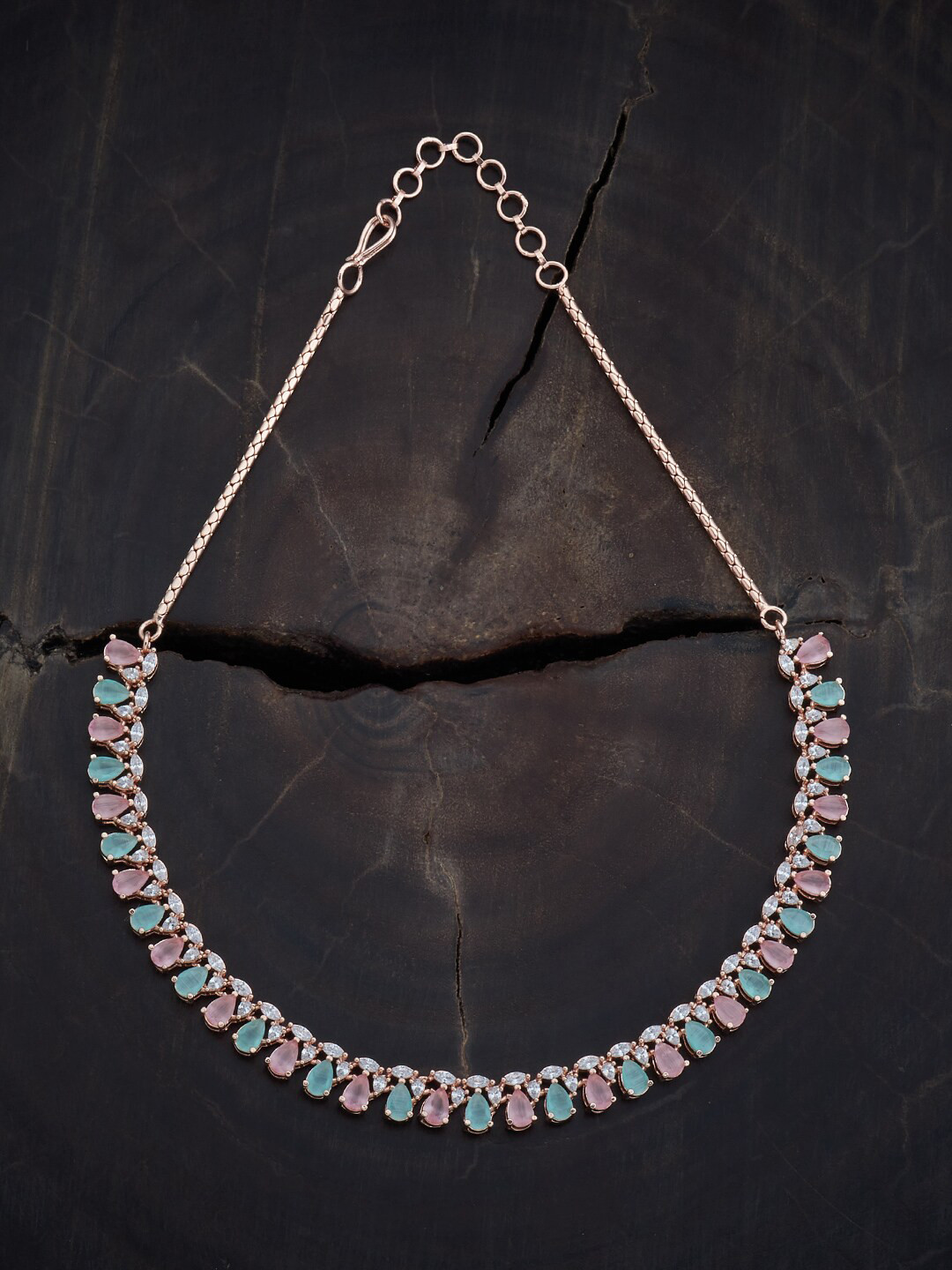 

Kushal's Fashion Jewellery Copper Rose Gold-Plated Cubic Zirconia-Studded Necklace