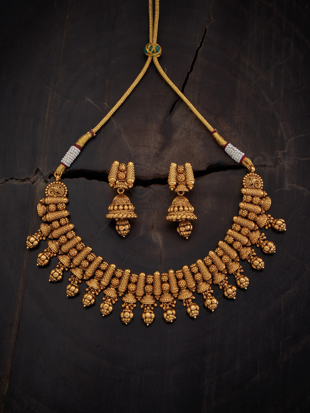 

Kushal's Fashion Jewellery Gold-Plated Antique Jewellery Set