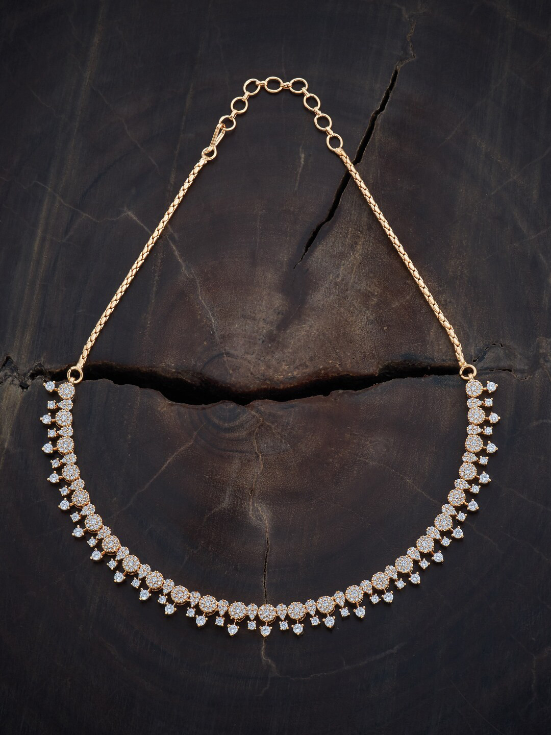

Kushal's Fashion Jewellery Copper Gold-Plated Cubic Zirconia- Studded Necklace