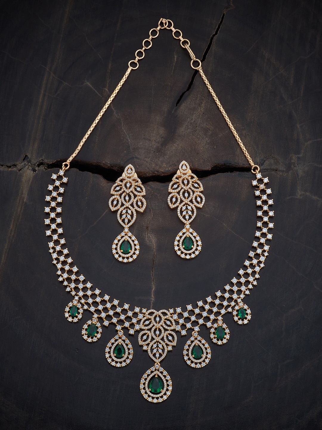 

Kushal's Fashion Jewellery Gold-Plated CZ Studded Jewellery Set
