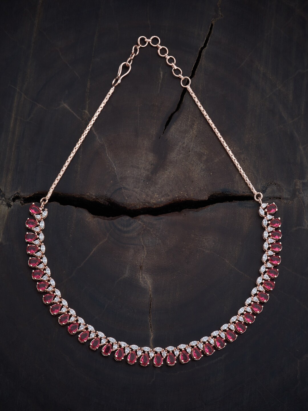 

Kushal's Fashion Jewellery Rose Gold-Plated Cubic Zirconia-Studded Necklace