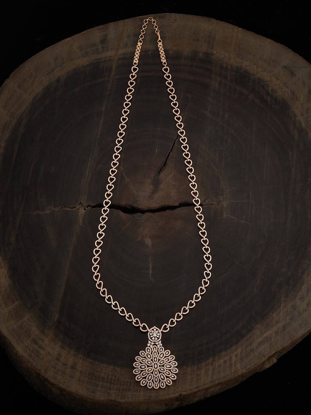 

Kushal's Fashion Jewellery Rose Gold Plated Cubic Zirconia Studded Necklace