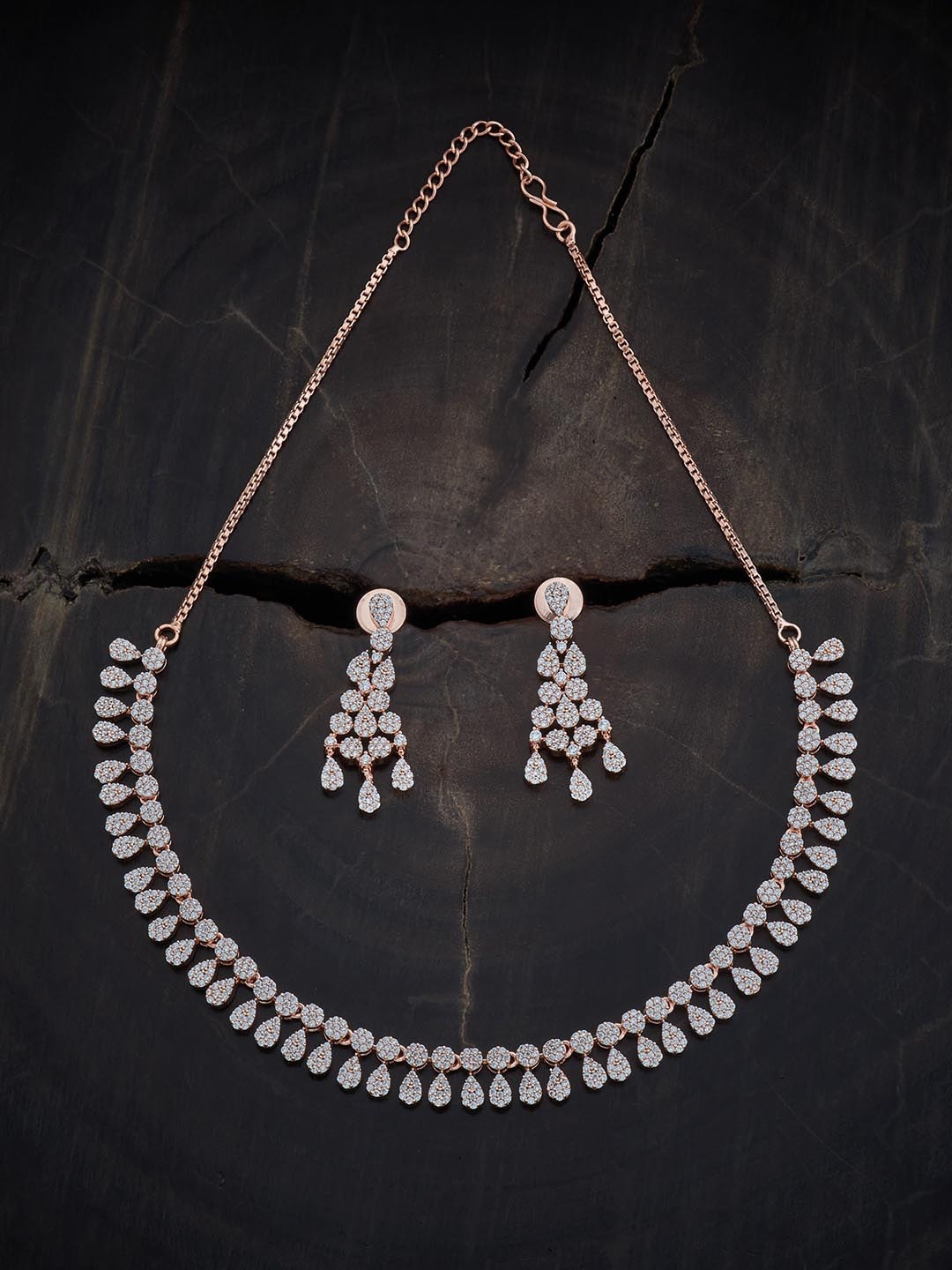 

Kushal's Fashion Jewellery Rose Gold-Plated CZ Studded Jewellery Set