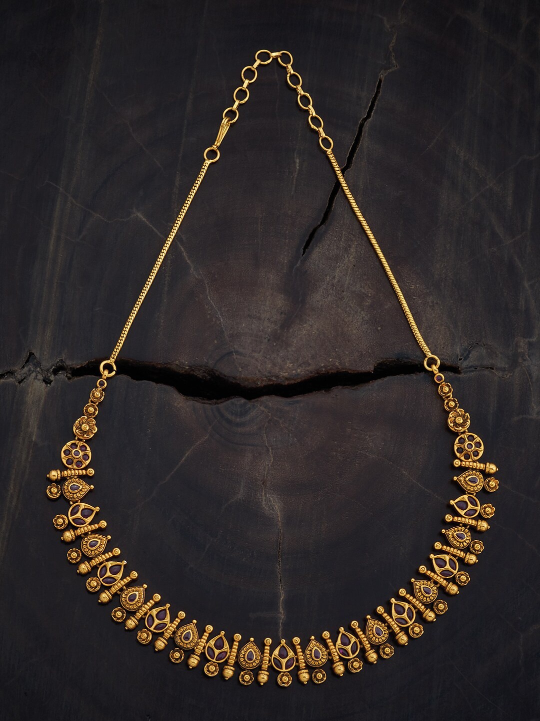

Kushal's Fashion Jewellery Gold Plated Stone Studded Silver Necklace