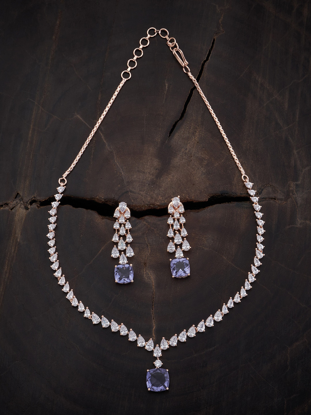 

Kushal's Fashion Jewellery Rose Gold-Plated CZ Studded Jewellery Set