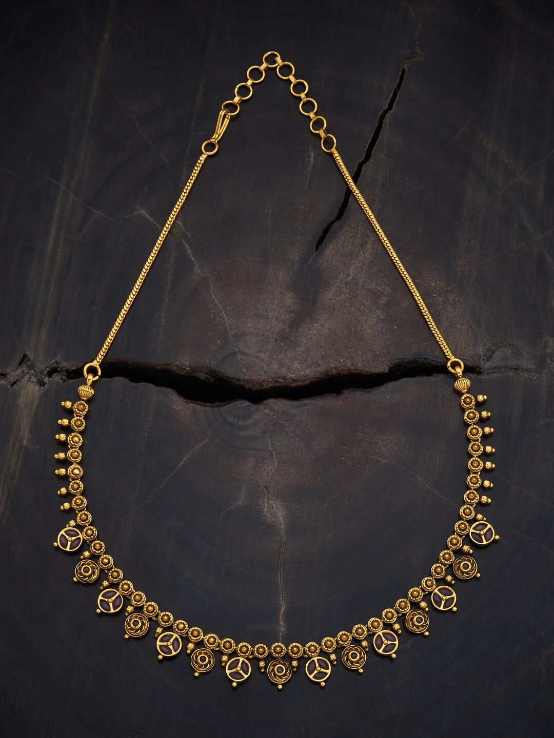 

Kushal's Fashion Jewellery Gold Plated Stone Studded Silver Antique Necklace