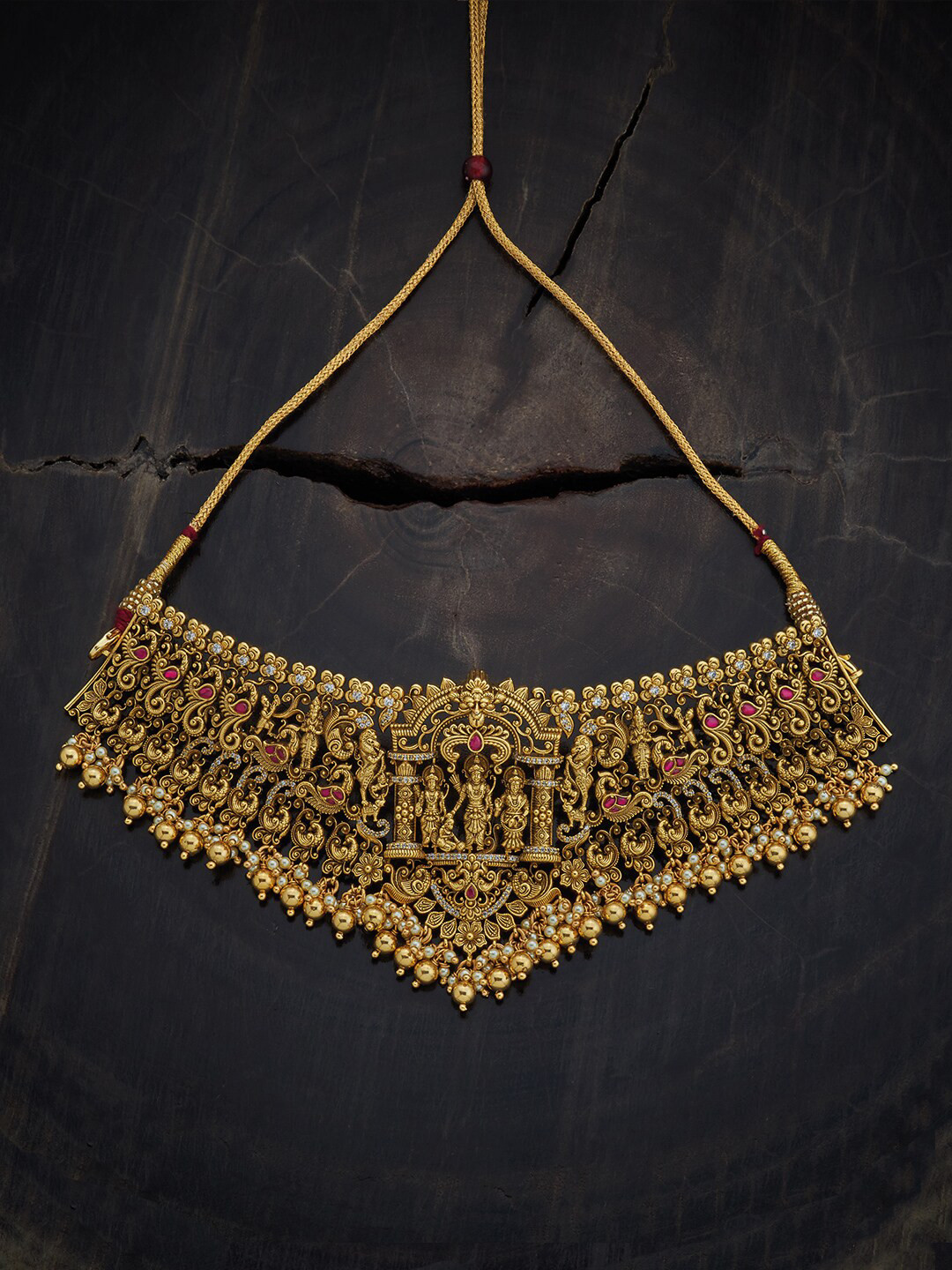 

Kushal's Fashion Jewellery Gold Plated 92.5 Pure Silver Temple Necklace