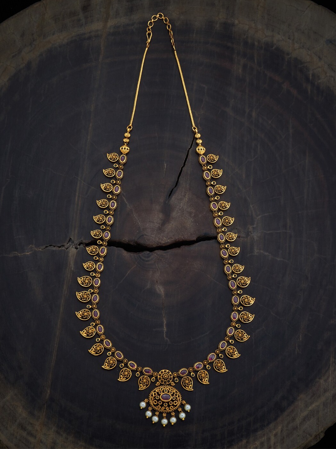 

Kushal's Fashion Jewellery Gold Plated Minimal Cubic Zirconia Studded Necklace, Beige