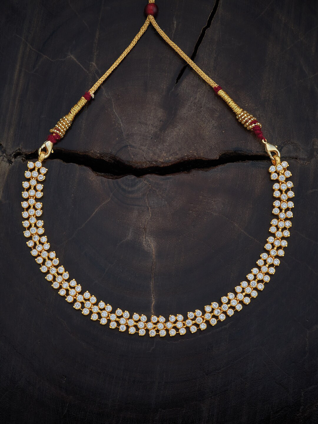 

Kushal's Fashion Jewellery Silver Artificial Stone Necklace, Gold