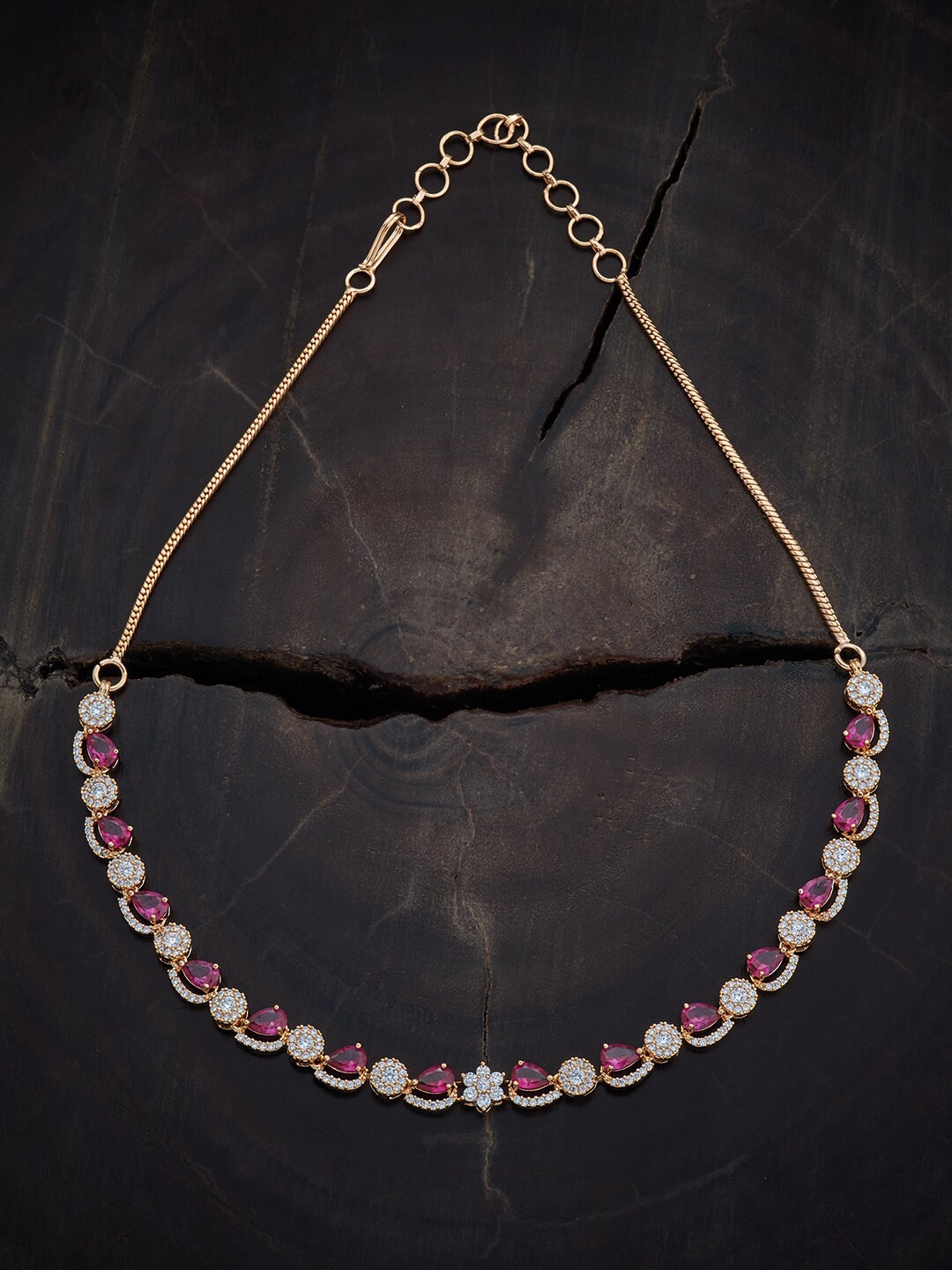 

Kushal's Fashion Jewellery Copper Gold- Plated Cubic Zirconia Necklace
