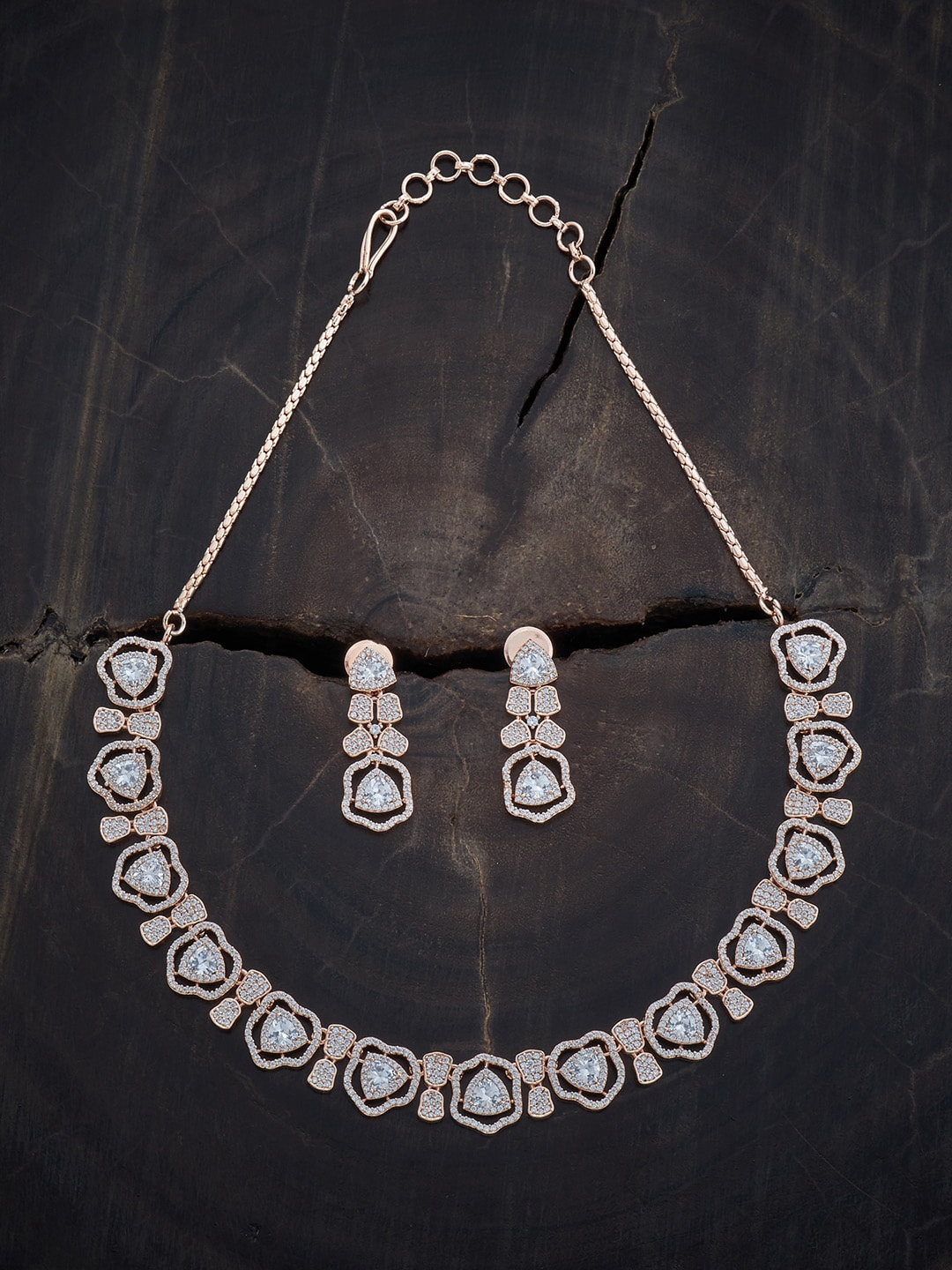 

Kushal's Fashion Jewellery Rose Gold-Plated Cubic Zircon-Studded Jewellery Set