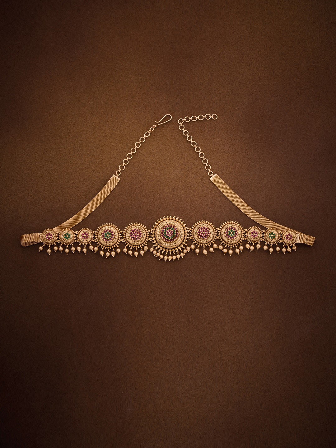 

Kushal's Fashion Jewellery Gold-Plated CZ Studded & Beaded Kamarbandh