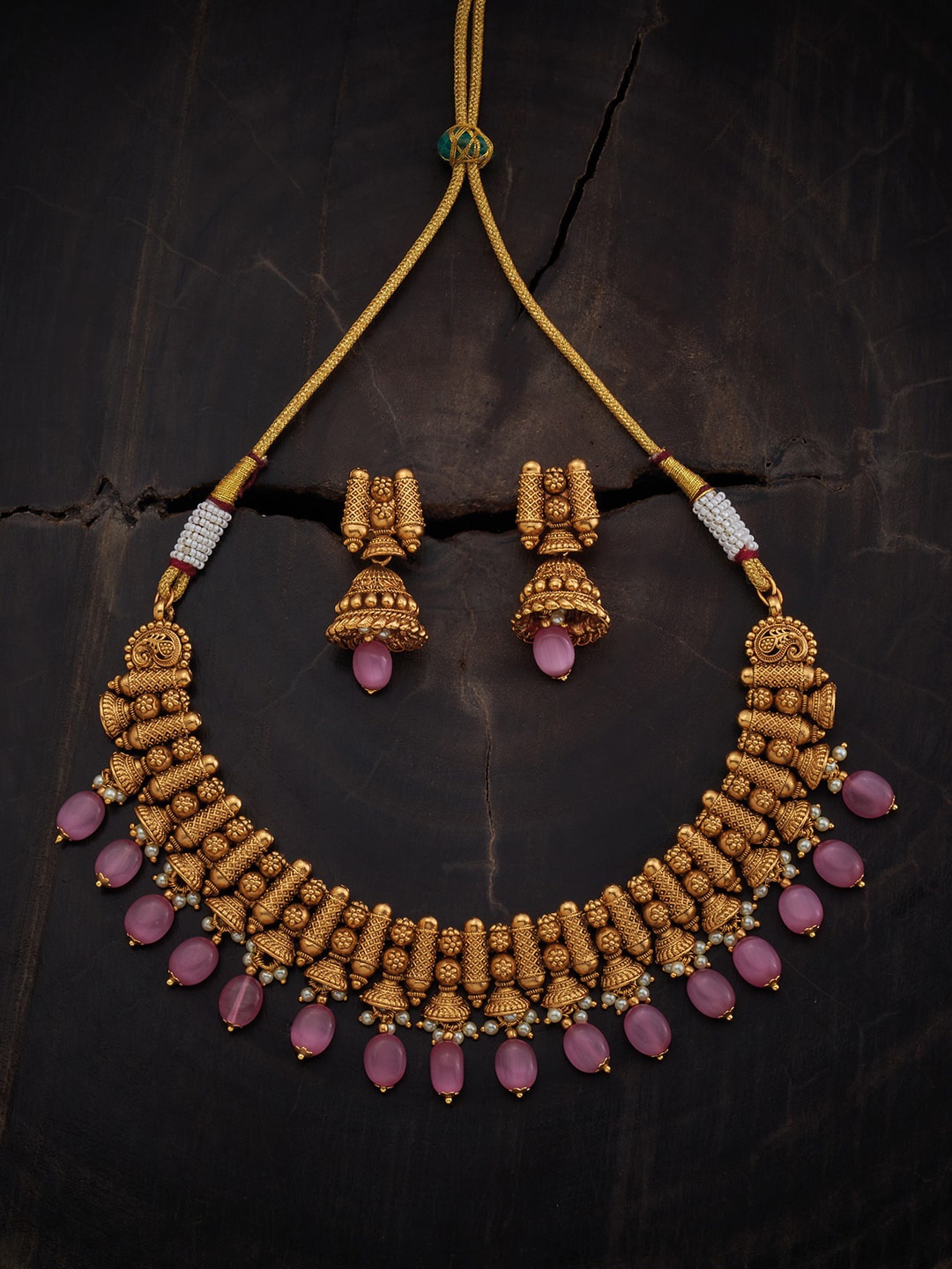

Kushal's Fashion Jewellery Gold-Plated Stone-Studded & Beaded Jewellery Set