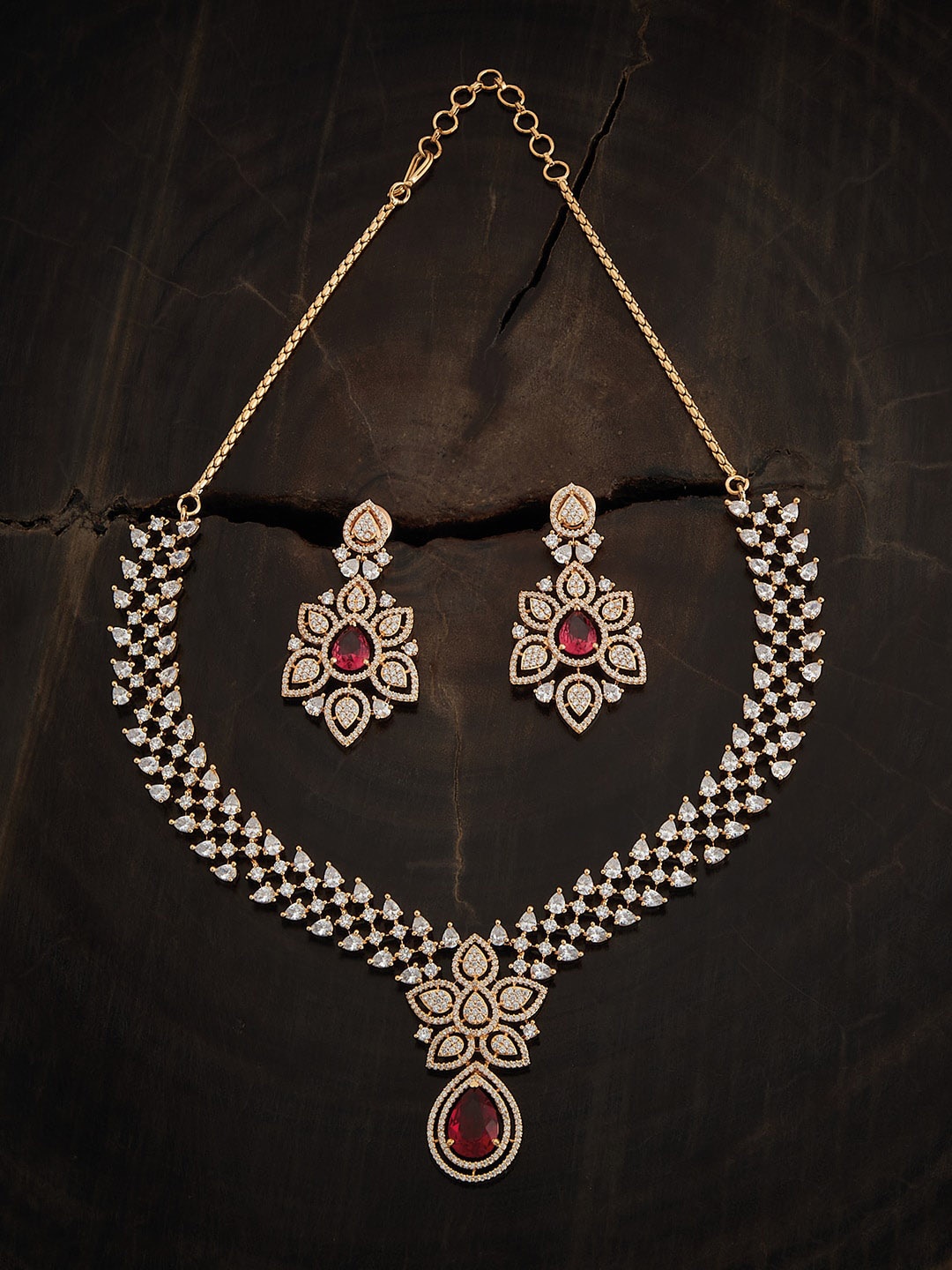 Kushal's Fashion Jewellery Gold-Plated Zircon-Studded Jewellery Set
