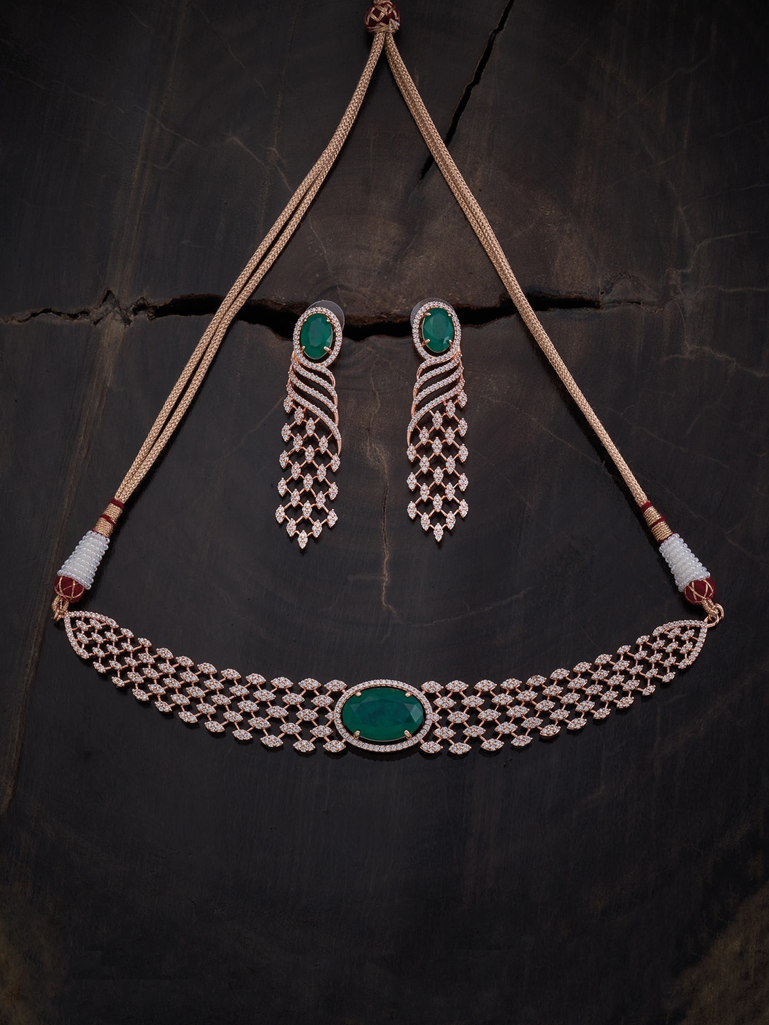 

Kushal's Fashion Jewellery Rose Gold-Plated Zircon-Studded Jewellery Set