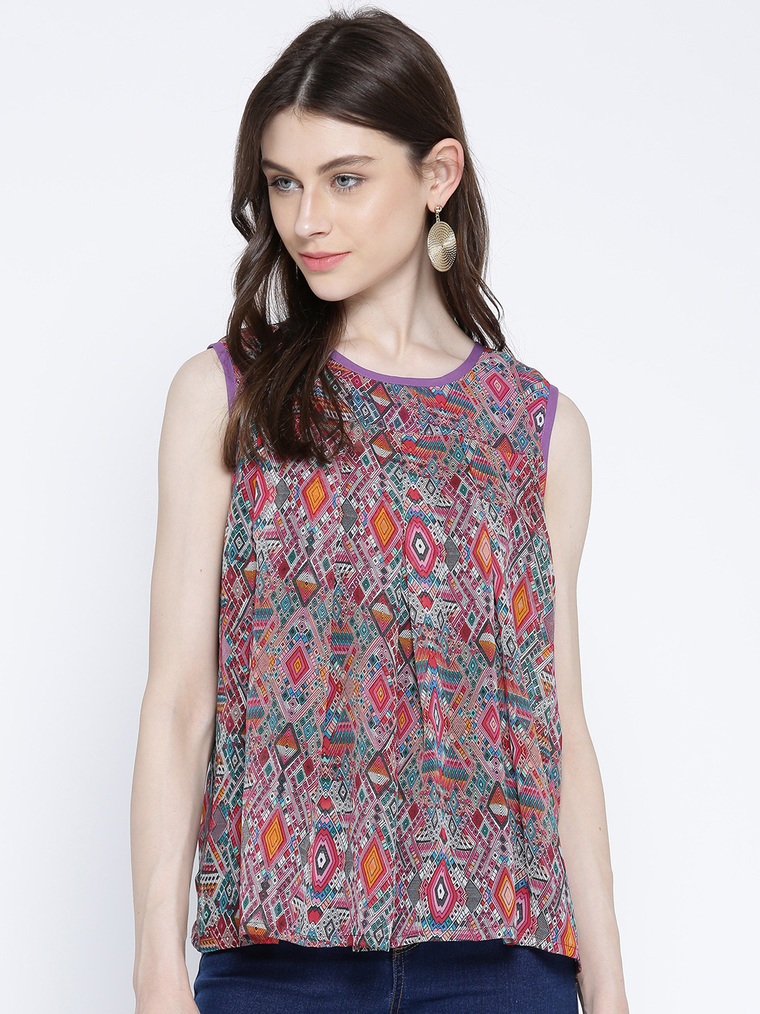 

Ayaany Women Multicoloured Printed A-Line Top, Multi