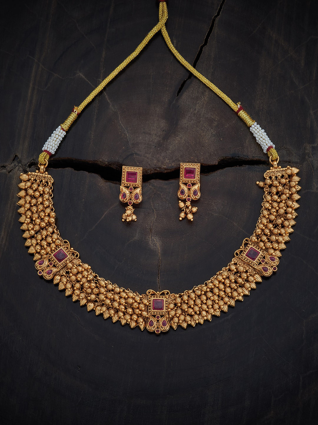 

Kushal's Fashion Jewellery Gold Plated Stone Studded Jewellery Set