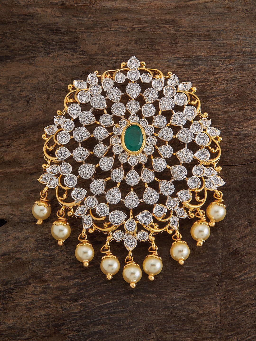 

Kushal's Fashion Jewellery 92.5 Pure Silver Rhodium-Plated CZ-Studded Pendant