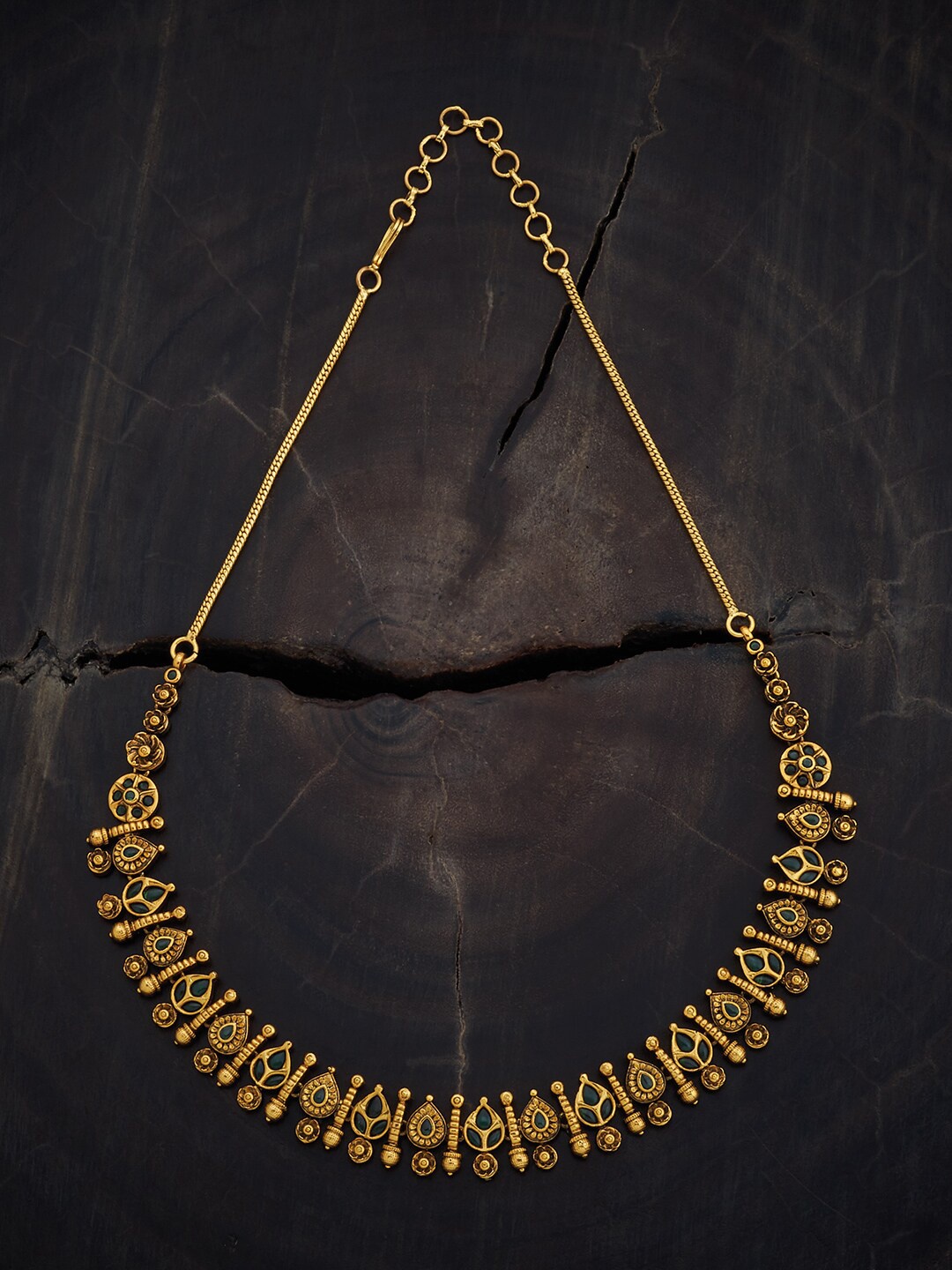

Kushal's Fashion Jewellery Gold-Plated Silver Artificial Stones Necklace