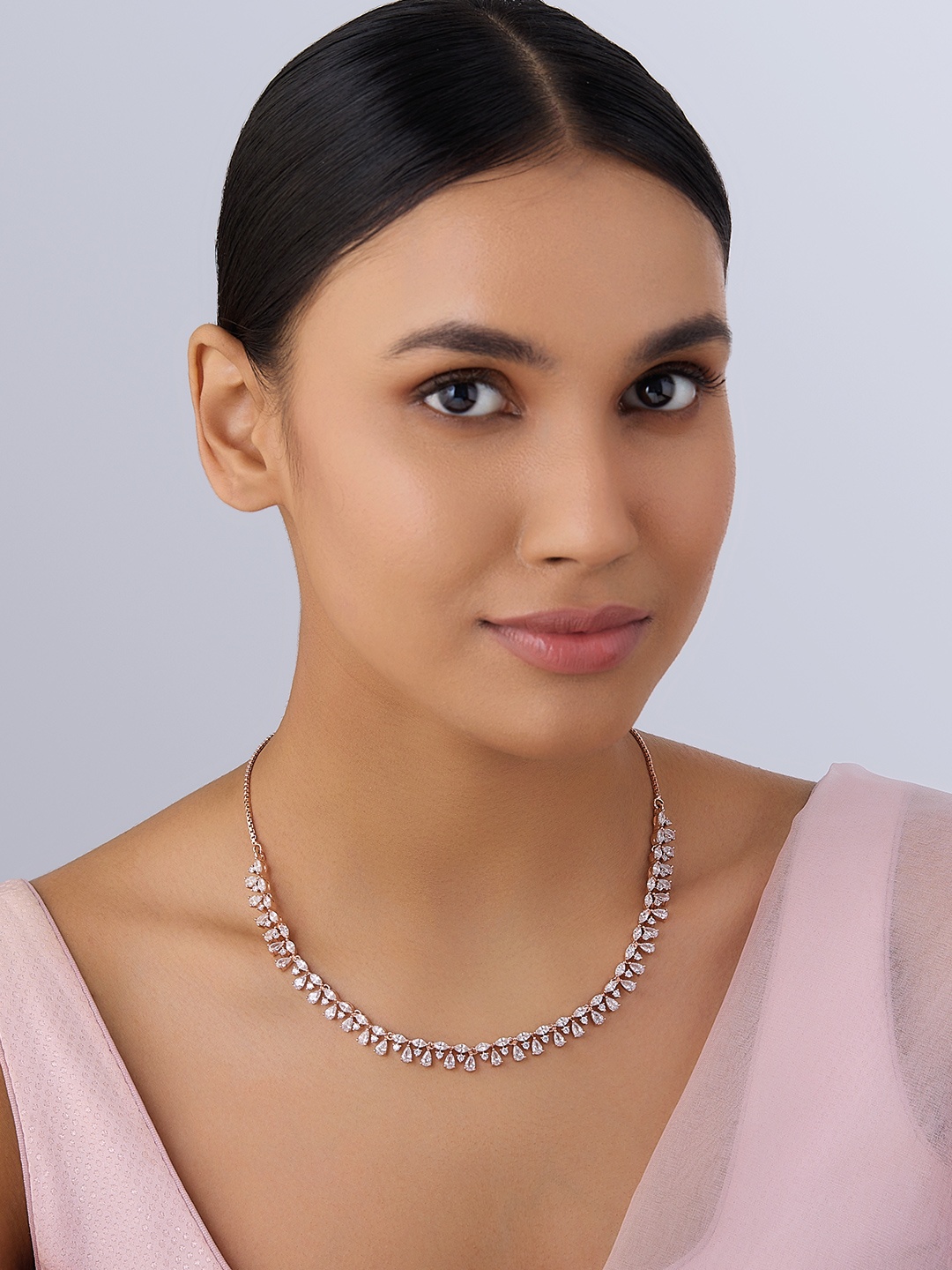 

Kushal's Fashion Jewellery Rose Gold-Plated Copper Cubic Zirconia Necklace