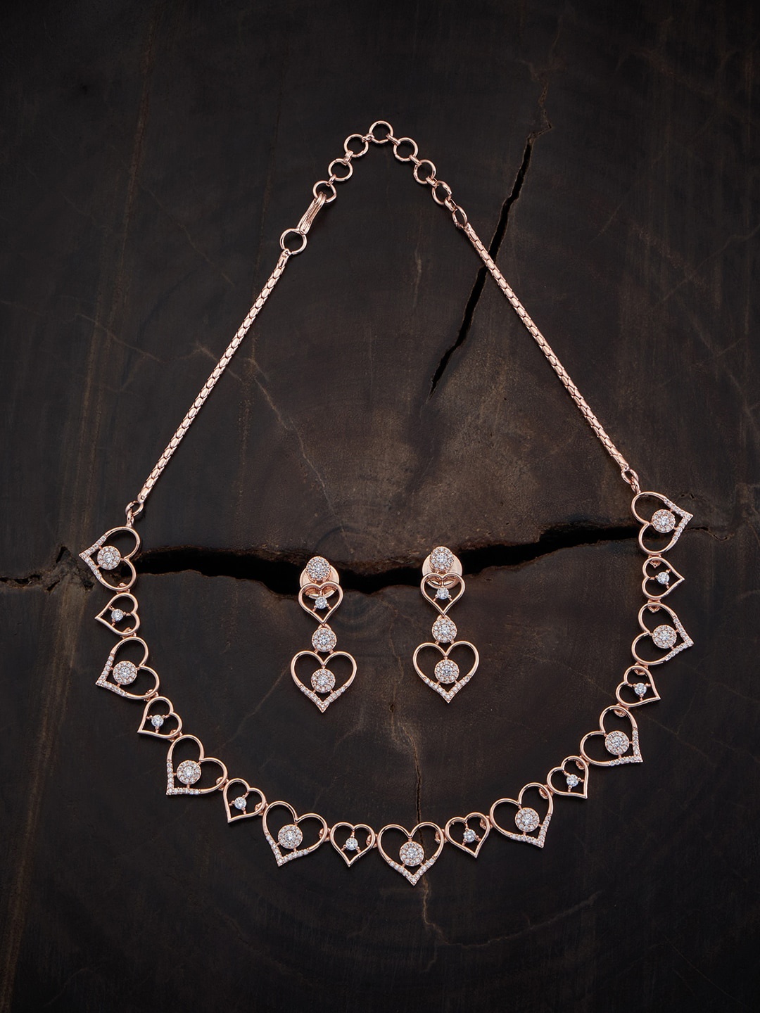 

Kushal's Fashion Jewellery Rose Gold Plated CZ Studded Jewellery Set