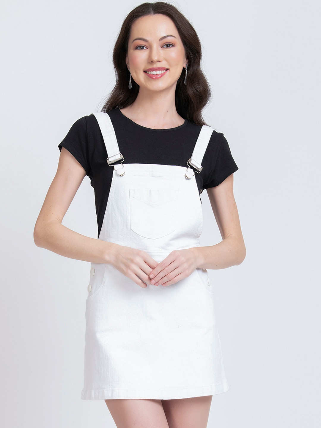 

urSense Shoulder Straps Pure Cotton Pinafore Dress, White