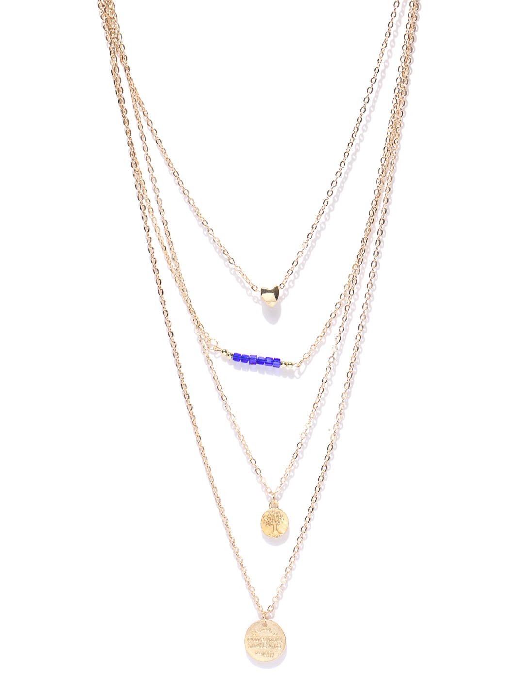 

OOMPH Rose Gold-Toned Beaded Layered Necklace