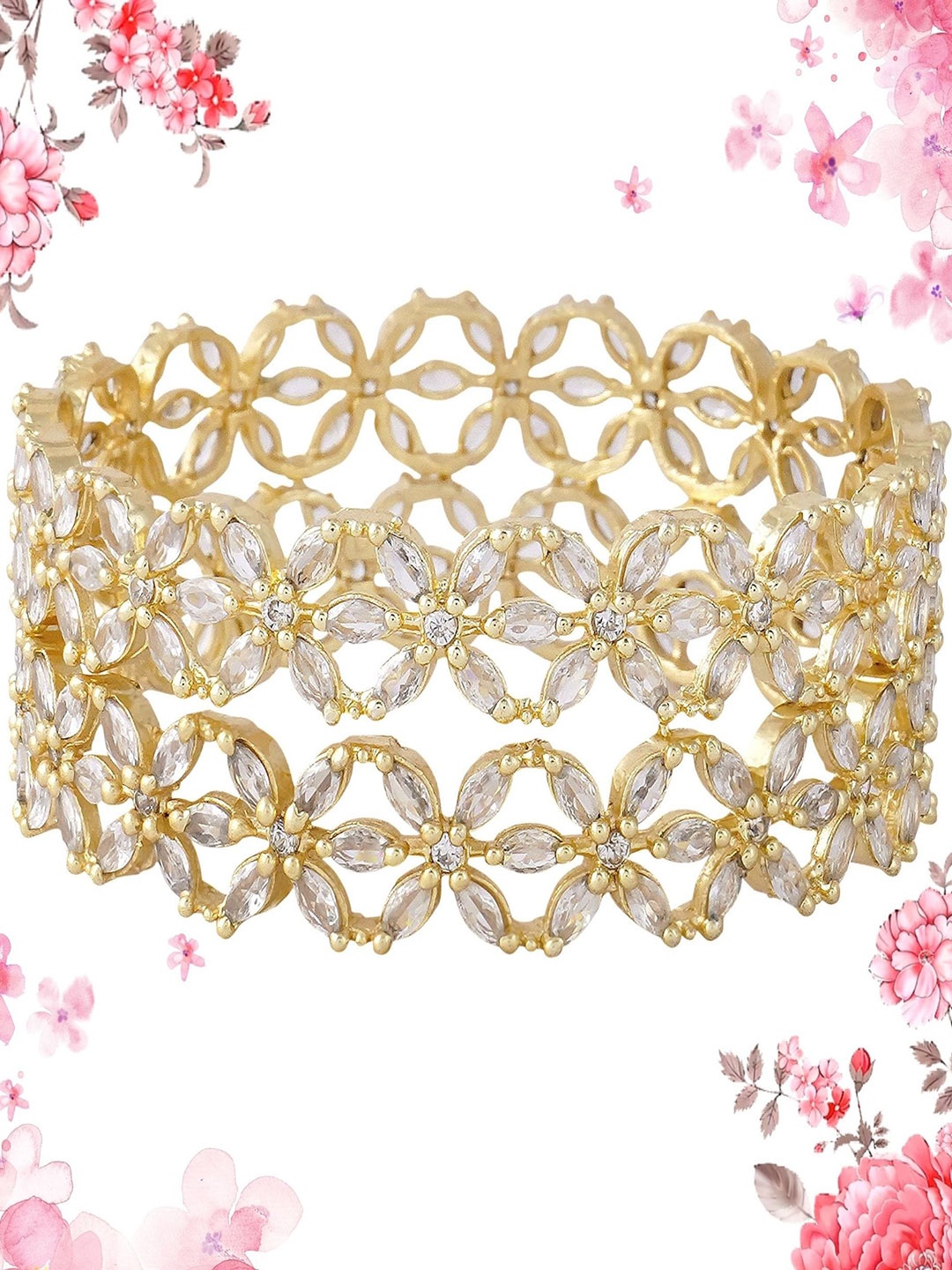 

MANSIYAORANGE Set Of 2 Gold-Plated AD-Studded Bangles