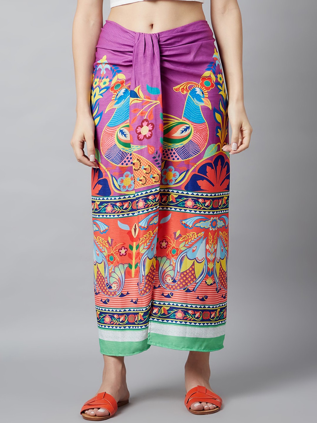 

AKS Ethnic Motifs Printed Maxi Pencil Skirt, Purple