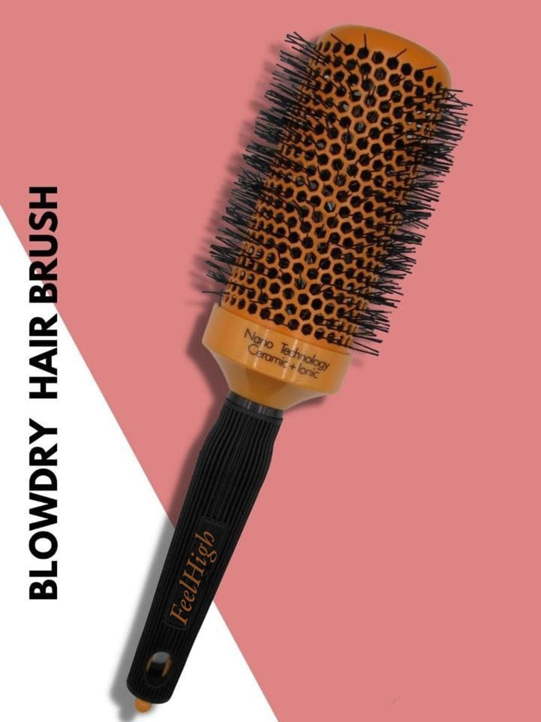 

FEELHIGH 52mm Professional Blow Hair Dryer Brush - Black & Orange