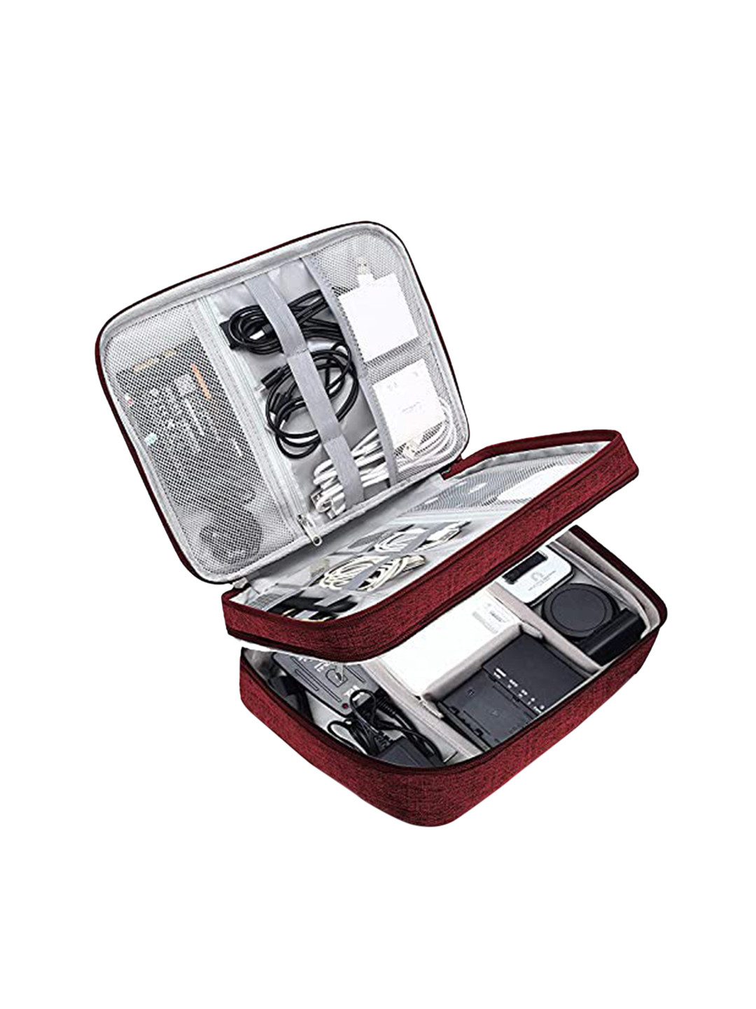 

HOUSE OF QUIRK Red & White Electronics Accessories Organizer Bag