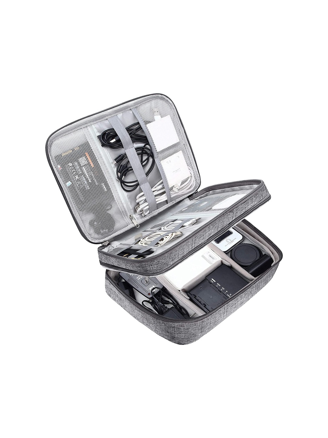 

HOUSE OF QUIRK Grey Electronics Accessories Organizer Bag