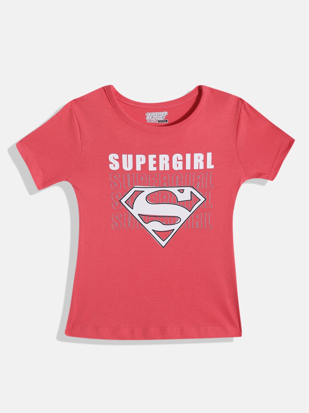 

Eteenz Girls Supergirl Printed Premium Cotton T-shirt, Coral
