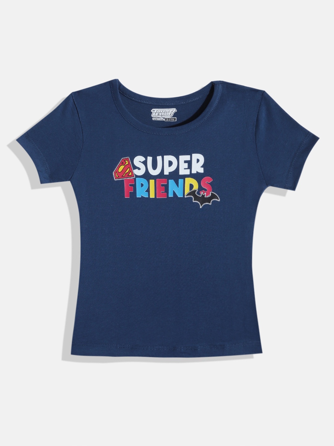 

Eteenz Girls Justice League Printed Premium Cotton T-shirt, Navy blue