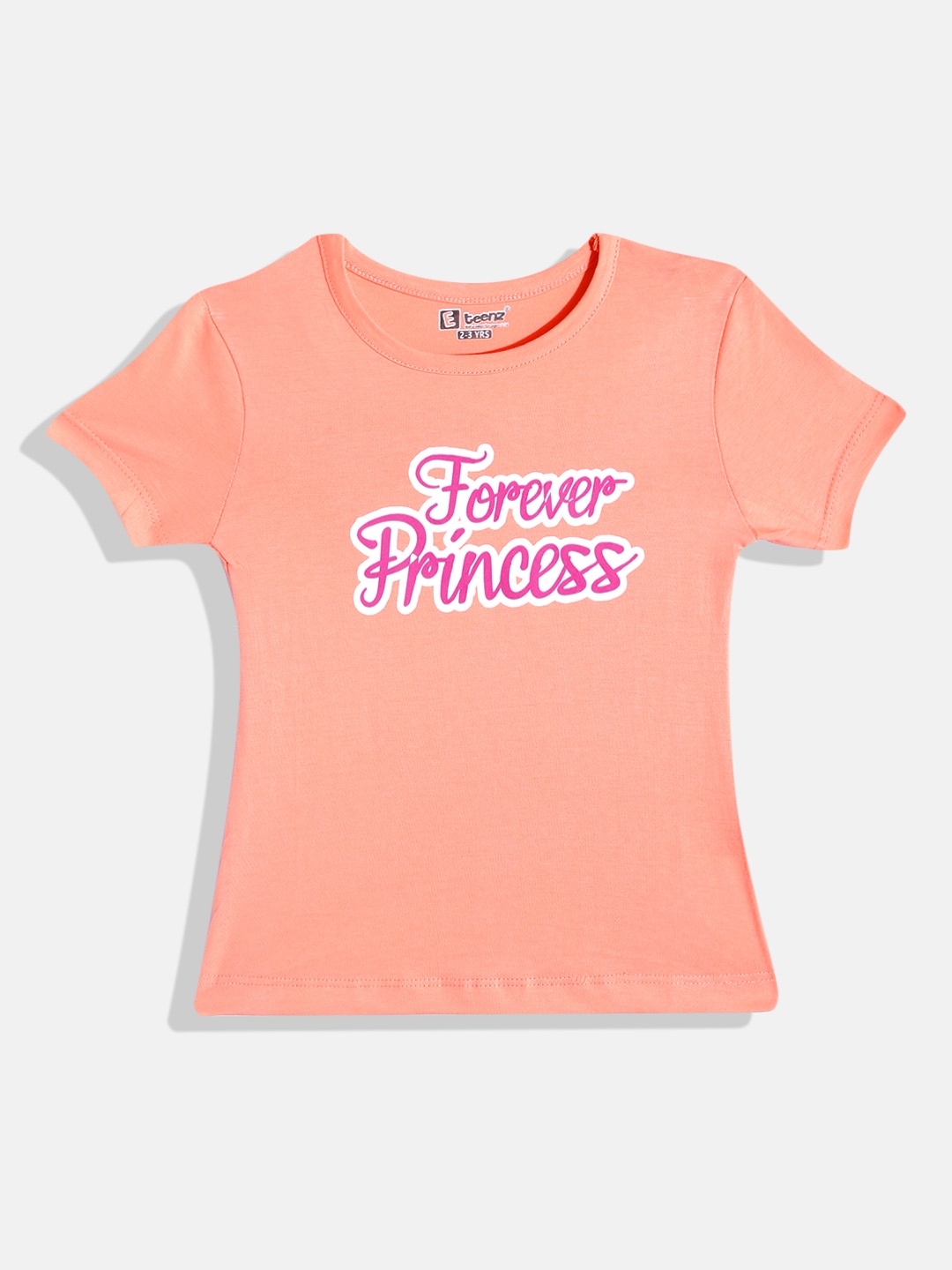 

Eteenz Girls Forever Princes Printed Premium Cotton T-shirt, Peach