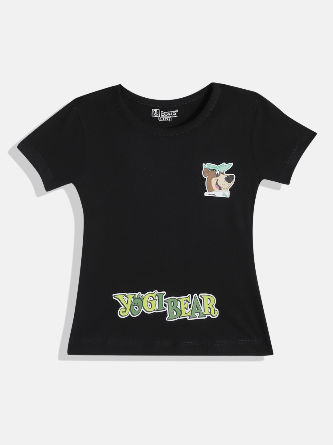 

Eteenz Girls Yogi Bear Printed Premium Cotton T-shirt, Black