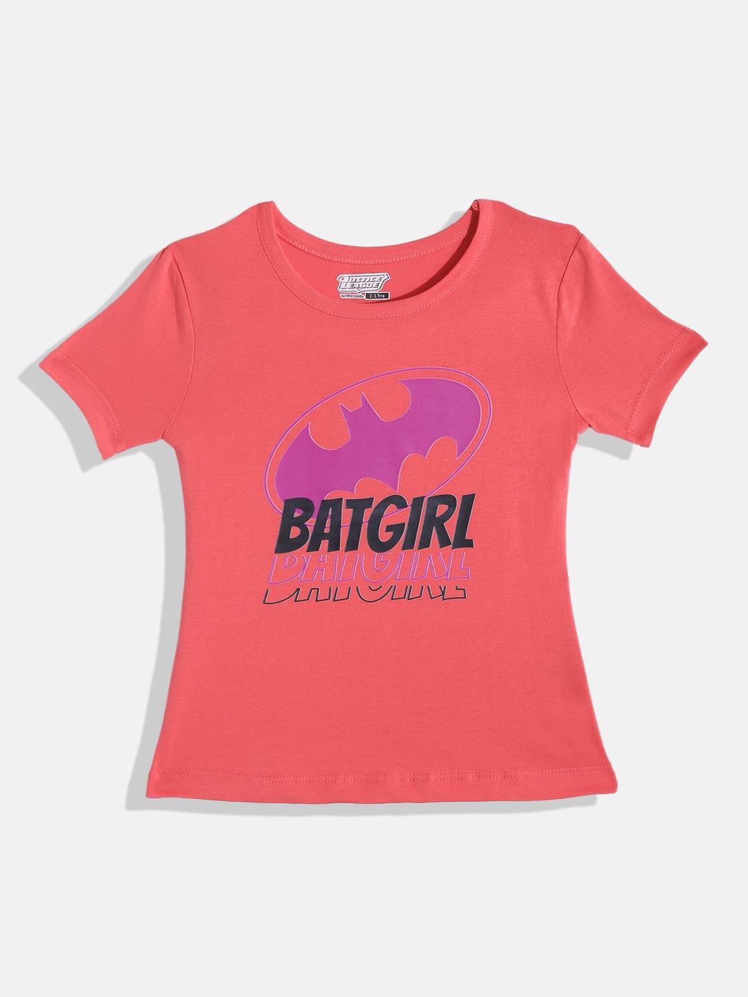

Eteenz Girls Batgirl Printed Premium Cotton T-shirt, Coral