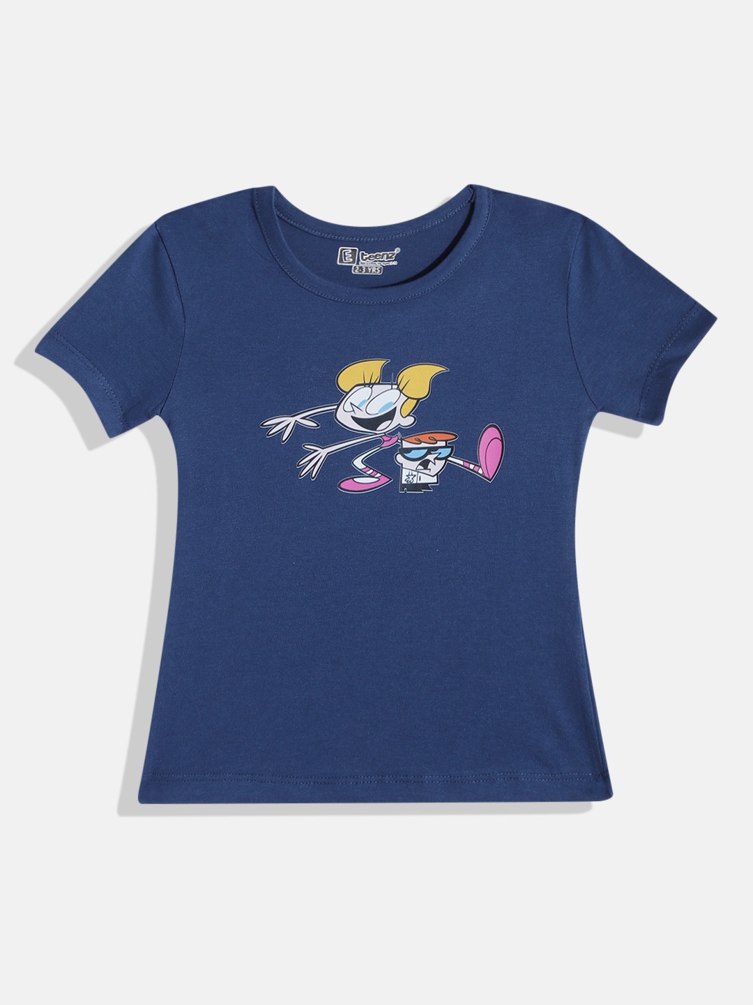

Eteenz Girls Dee Dee Printed Premium Cotton T-shirt, Navy blue
