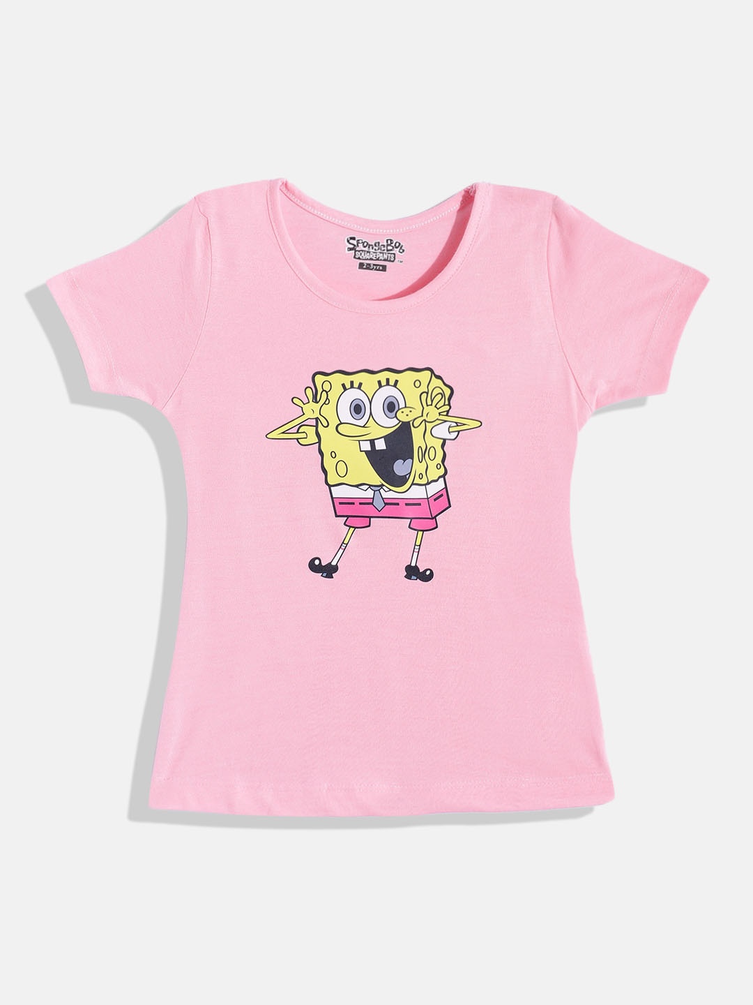 

Eteenz Girls Premium Cotton Spongebob Printed T-shirt, Pink