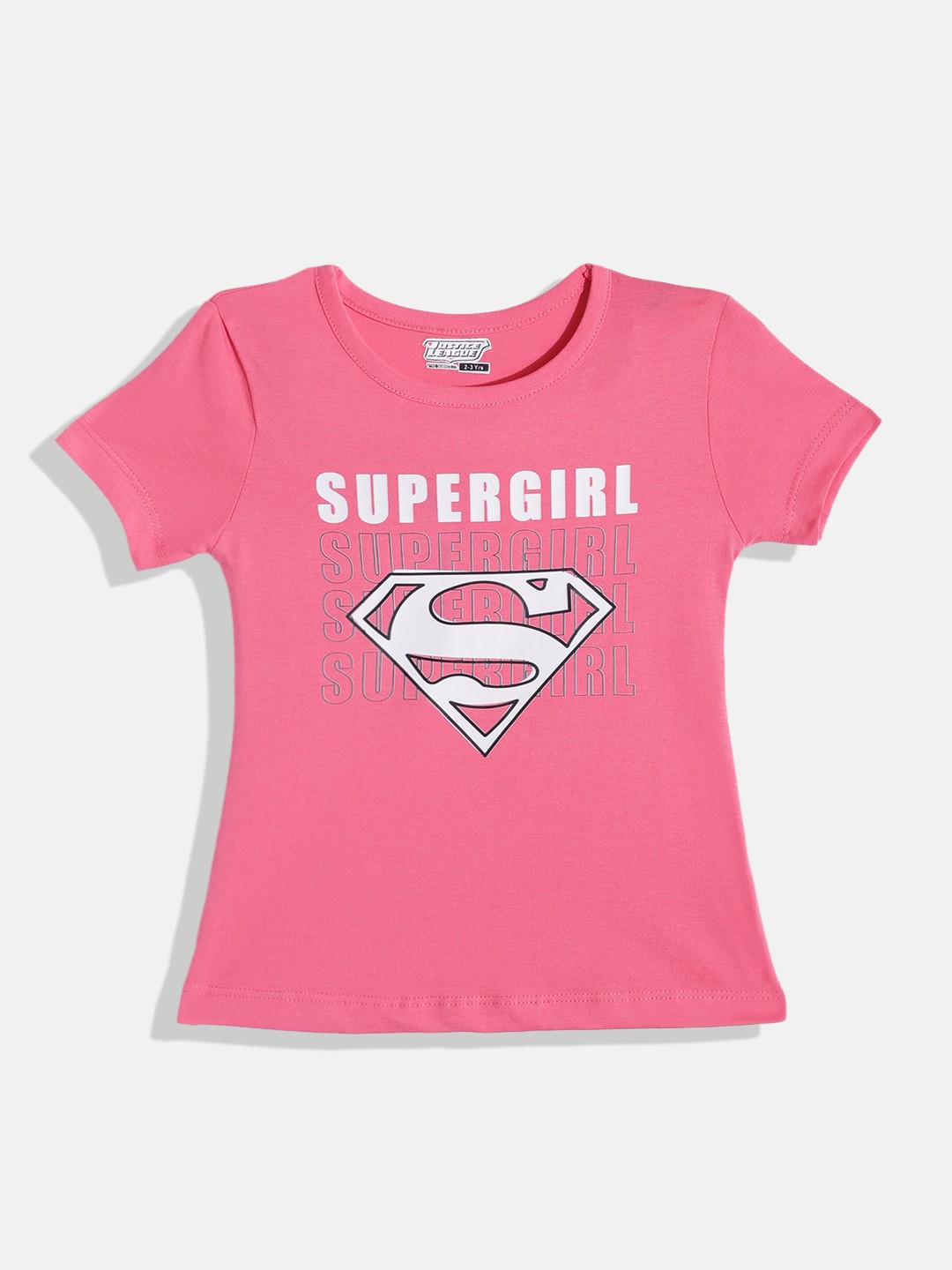 

Eteenz Girls Supergirl Printed Premium Cotton T-shirt, Pink