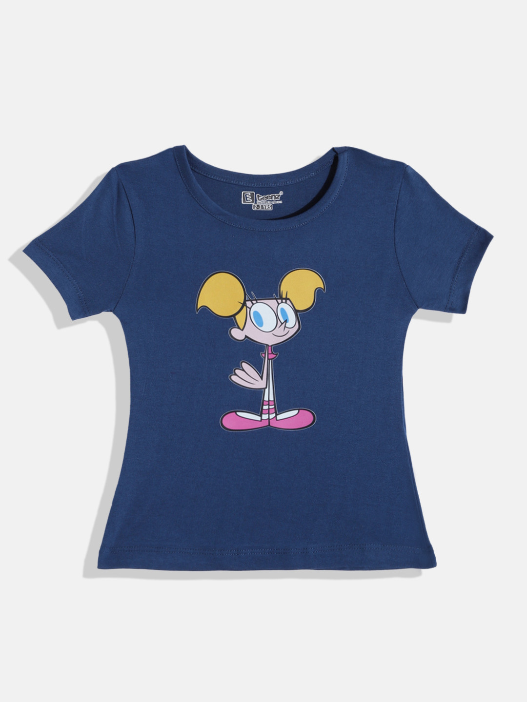 

Eteenz Girls Dee Dee Printed Premium Cotton T-shirt, Navy blue